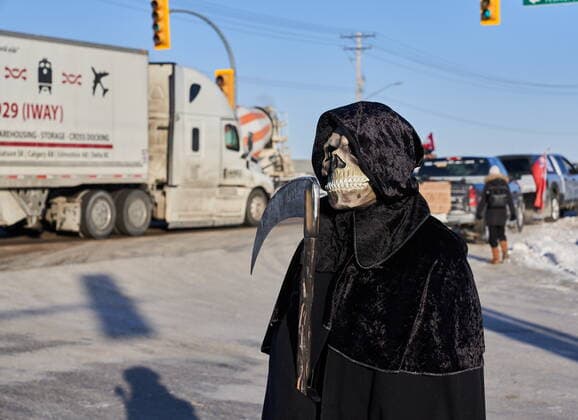 Canada, protests against Covid-19 measures in Winnipeg.