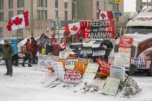 Canada, protests against Corona measures in Ottawa
