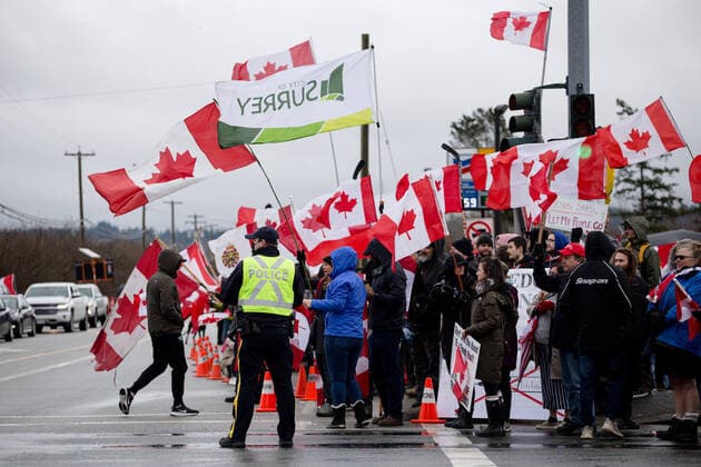Canada, protest against Corona measures in Surrey, British Columbia