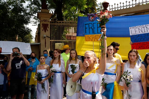 Ukraine conflict, solidarity demonstration in Mexico City, Mexico