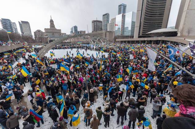 Ukraine conflict, solidarity demonstration in Toronto, Canada