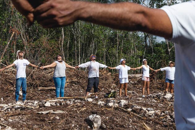 Mexico, protest against environmental destruction by new railway project in Playa del Carmen