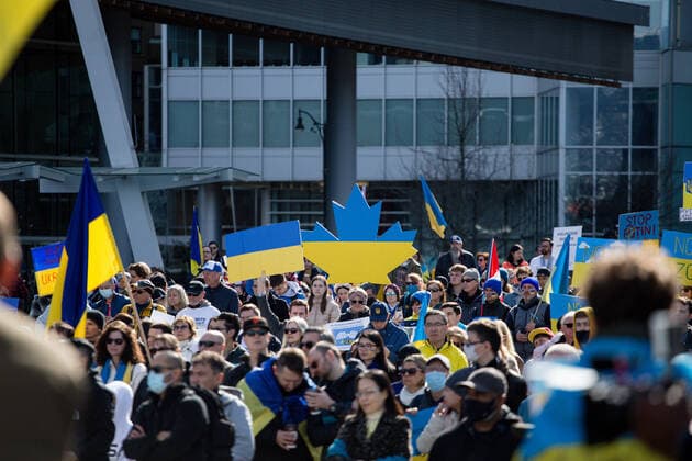 Ukraine conflict, solidarity demonstration in Vancouver, Canada