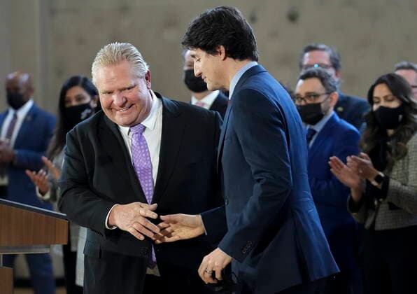 Canada, Justin Trudeau during agreement on childcare programme in Brampton