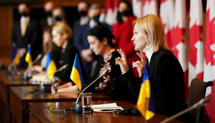 Ukraine conflict, Yevheniya Kravchuk attends parliamentary session in Ottawa, Canada