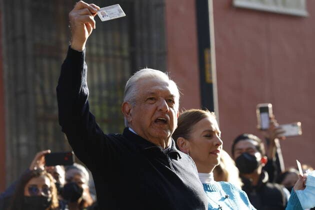 Recall referendum in Mexico, President Lopez Obrador casting vote