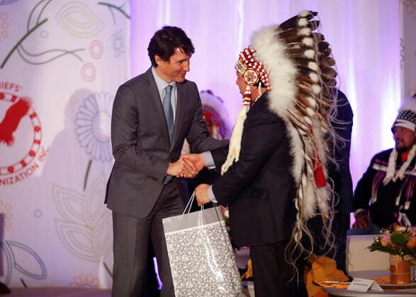 Canada, Justin Trudeau meets representatives of indigenous peoples in Winnipeg