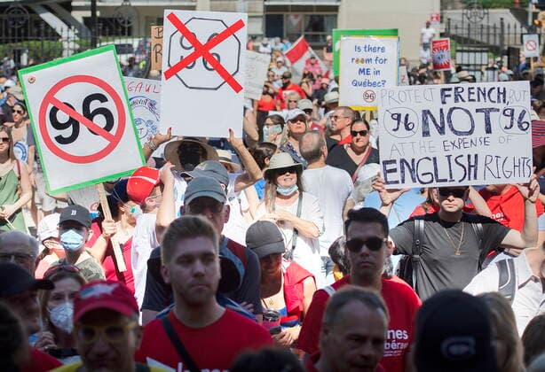 Canada, protest against Bill 96 on the promotion of the French language