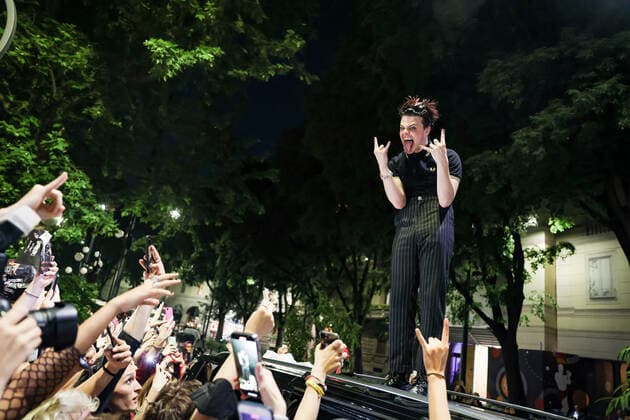 Yungblud gives concert on the Arco della Pace street in Milan