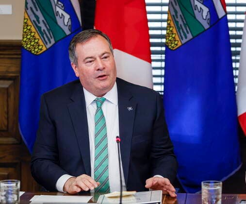 Canada, Alberta Premier Jason Kenney Press Conference in Calgary