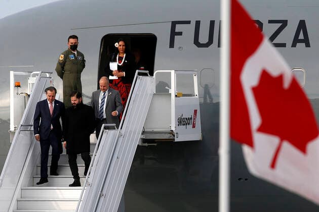 Canada, Chiles President Gabriel Boric during his arrival in Ottawa