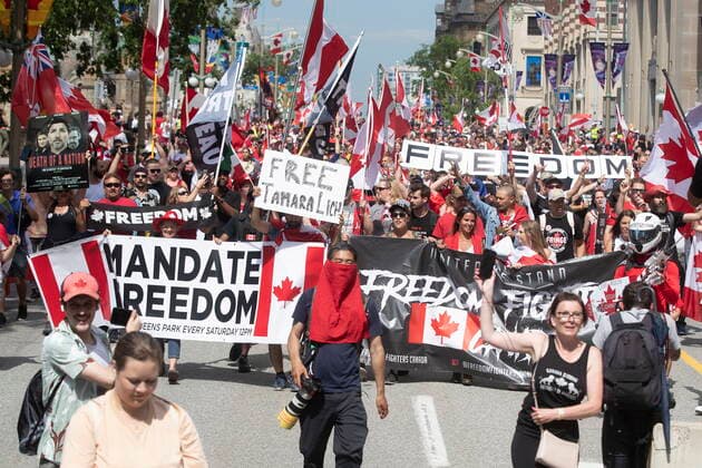 Corona virus in Canada, protest against corona measures in Ottawa