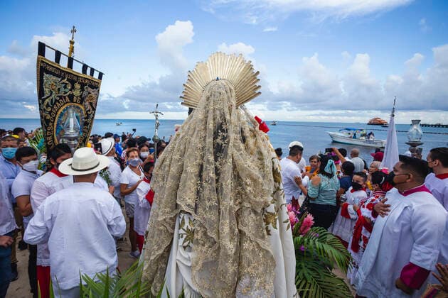 Mexico, Virgen del Carmen procession in Playa del Carmen