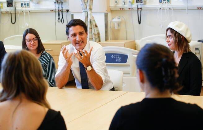 Canada, Justin Trudeau visits St. Boniface University in Winnipeg