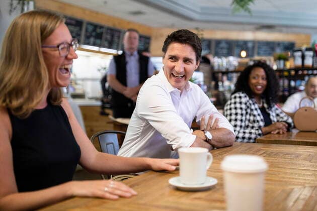 Canada, Justin Trudeau meets families at Familia Fine Foods in Burlington
