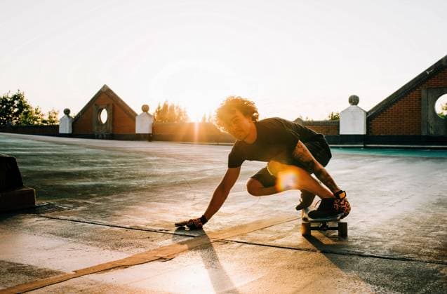Skateboarding in the sunset