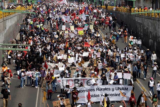 Mexico, Demonstrations on the 54th Anniversary of the Tlatelolco Massacre in Mexico City