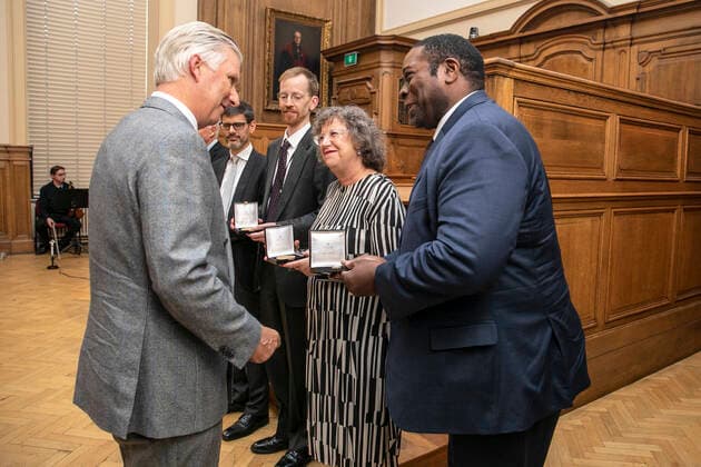 King Filip of Belgium during the award ceremony for the Rousseau Prize for Statistics in Leuven
