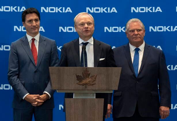 Canada, Nokia Press Event with CEO Pekka Lundmark and Prime Minister Justin Trudeau in Ottawa