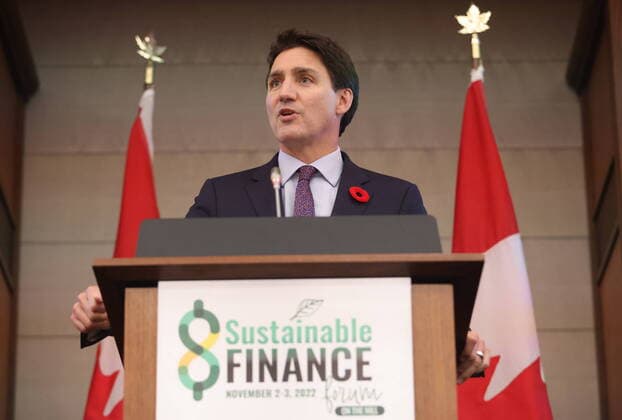 Canada, Prime Minister Justin Trudeau during the Sustainable Finance Forum in Ottawa