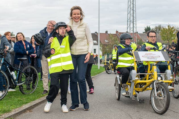 Queen Mathilde of Belgium on a cycling tour in Walloon Brabant