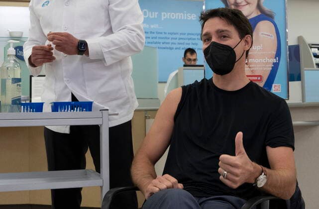 Canada, Justin Trudeau receives flu shot at Ottawa pharmacy