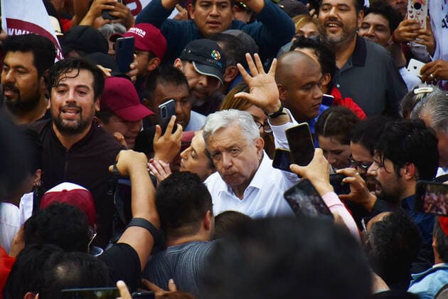 Mexico City, march to celebrate Andres Manuel Lopez Obradors four years in office so far