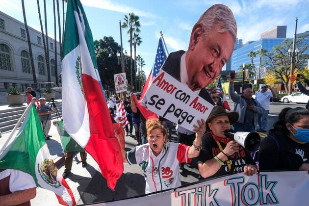 USA, rally in support of political reform in Mexico in Los Angeles