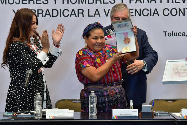 Mexico, tribute to human rights activist Rigoberta Menchu Tum in Toluca