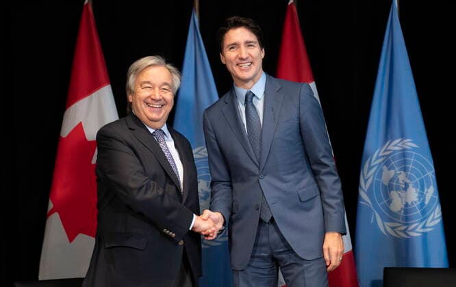 Canada, Justin Trudeau receives UN Secretary-General Antonio Guterres in Montreal