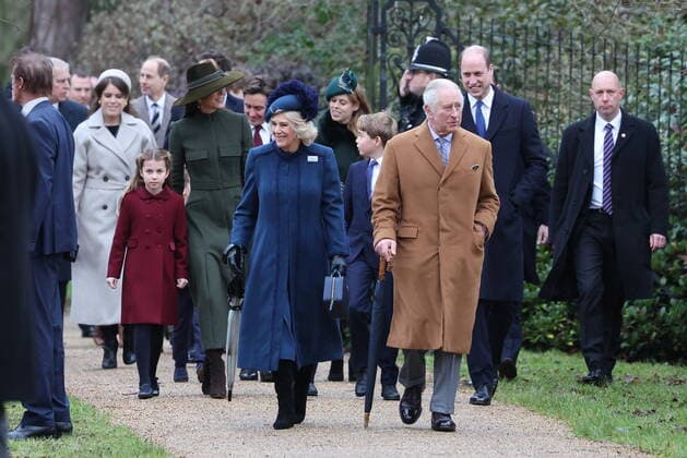 British royals at Sandringham on their way to Christmas service