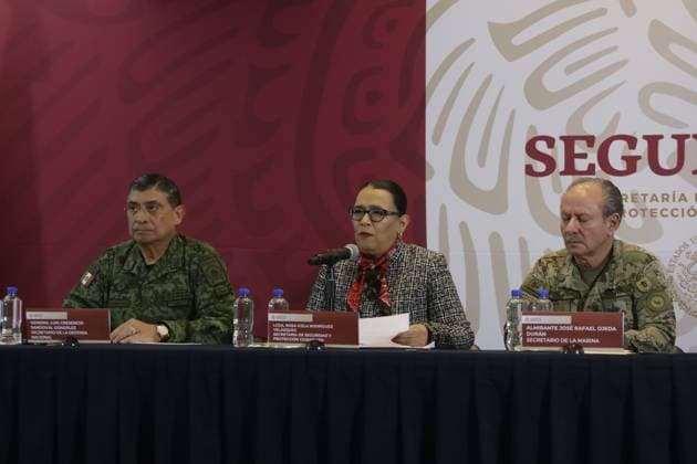 Mexico City, press conference on the arrest of Ovidio Guzman