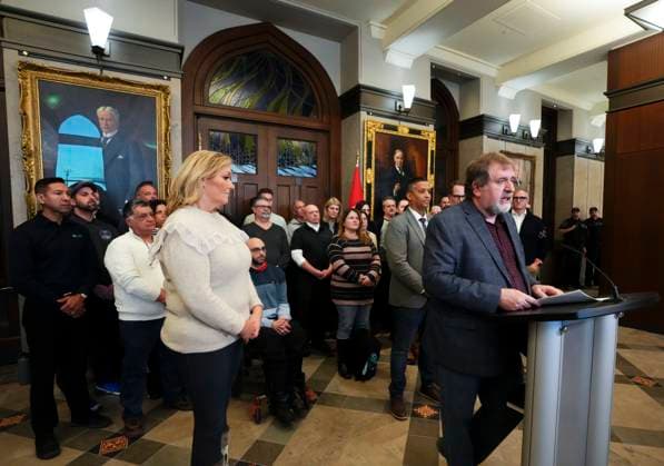 Canada, CUPE President Mark Hancock Press Event in Ottawa