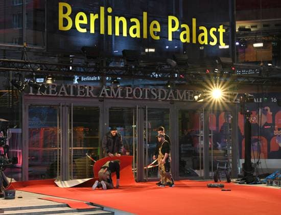 73rd Berlinale - The red carpet is rolled out in front of the Berlinale Palast