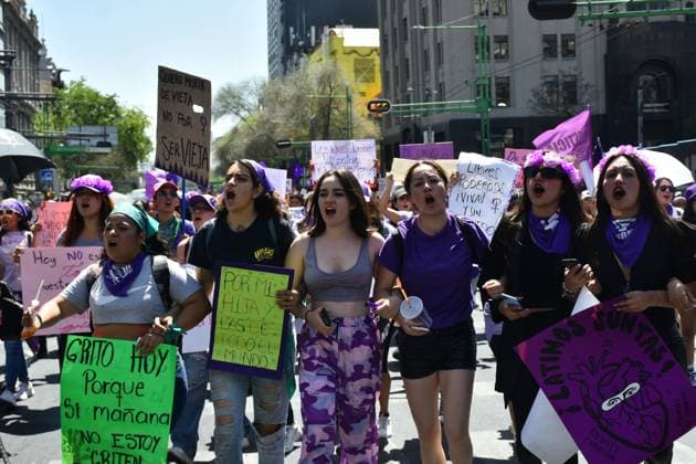 Mexico, International Womens Day demonstration in Mexico City