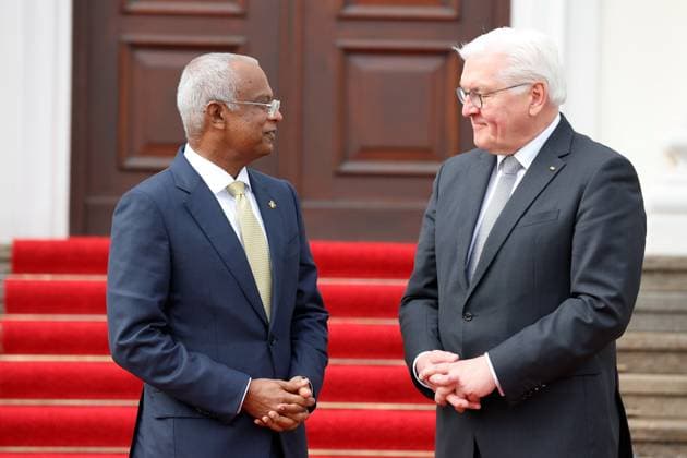 Berlin, Frank-Walter Steinmeier receives President of the Maldives Ibrahim Mohamed Solih