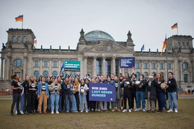 Berlin, Loud Against Hunger rally by activists of the development organisation ONE