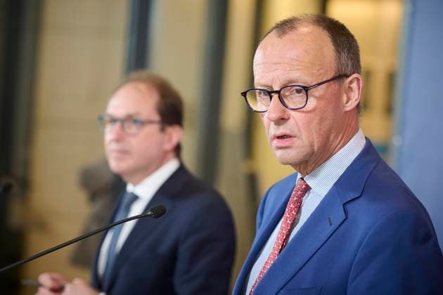 Berlin, press conference before the CDU and CSU parliamentary group meeting with Merz and Dobrindt
