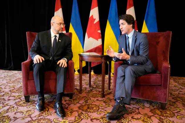 Canada, Prime Minister Justin Trudeau meets Ukraines Prime Minister Denys Shmyhal in Toronto
