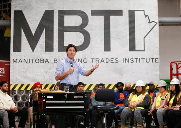 Canada, Prime Minister Justin Trudeau speaks at Winnipeg town hall meeting