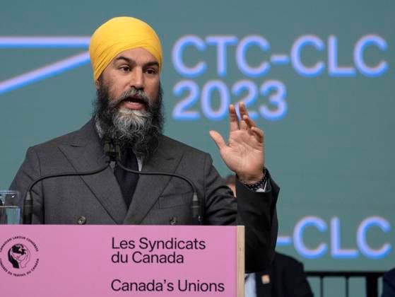 Canada, Jagmeet Singh speaks at the opening of the Canadian Labour Congress in Montreal