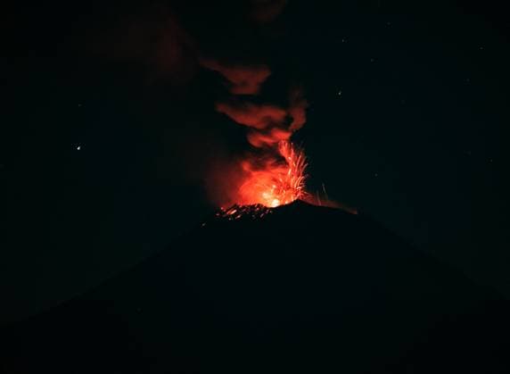 Mexico, volcano Popocatepetl active