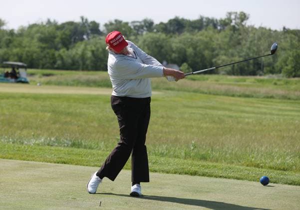Donald Trump seen golfing at Trump National Golf Club Washington DC