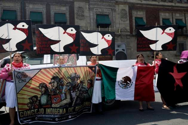 Mexico City, Zapatista protest against violence against indigenous people