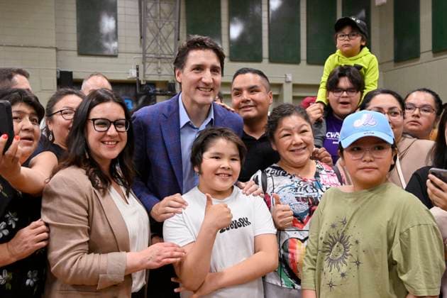 Canada, Prime Minister Justin Trudeau visits evacuees from wildfires in Saguenay