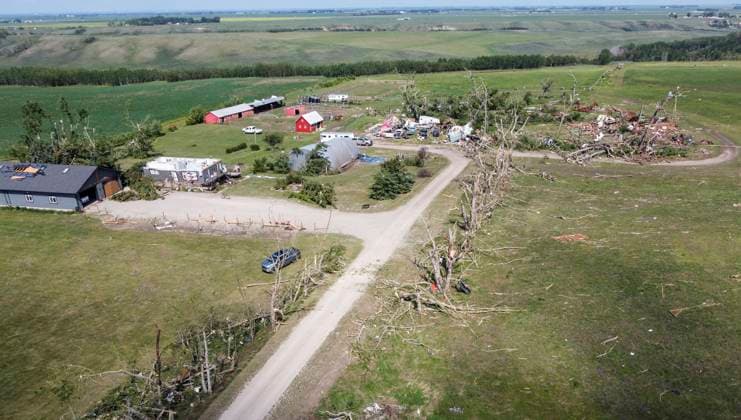 Canada, tornado damage in Carstairs, Alberta