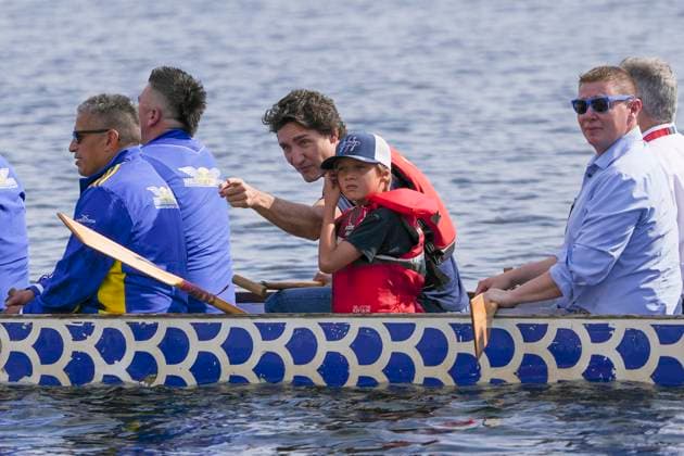 Canada, Justin Trudeau with son Hadrien in Halifax