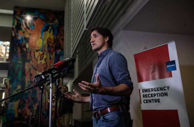 Canada, Justin Trudeau press conference in Edmonton on the wildfires in British Columbia