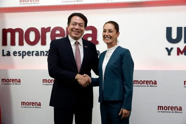 Mexico, Mario Delgado and Claudia Sheinbaum Press Conference in Mexico City