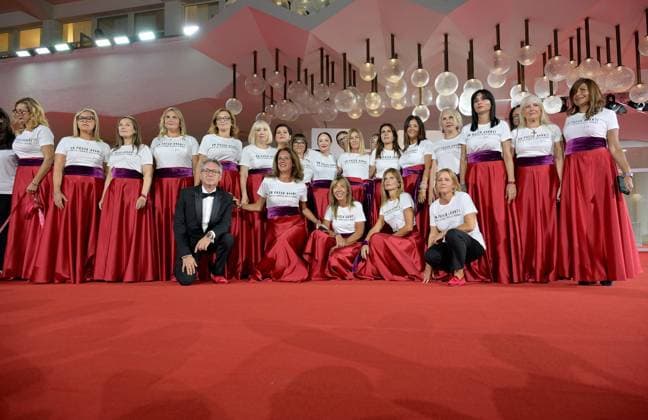 Venice Film Festival, protest against violence against women on the Red Carpet